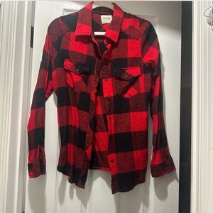 Ci Sono Vibrant Red and Black Plaid Top